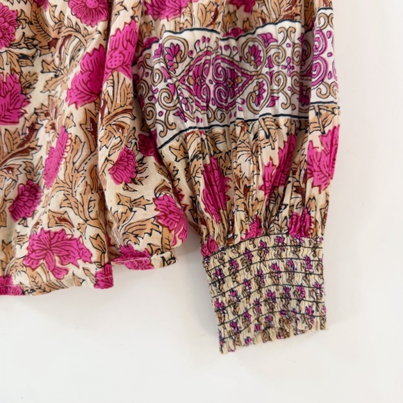 Rachel Zoe Shirt Womens XL Indian Cotton Pink Boho Block Print - Picture 5 of 7